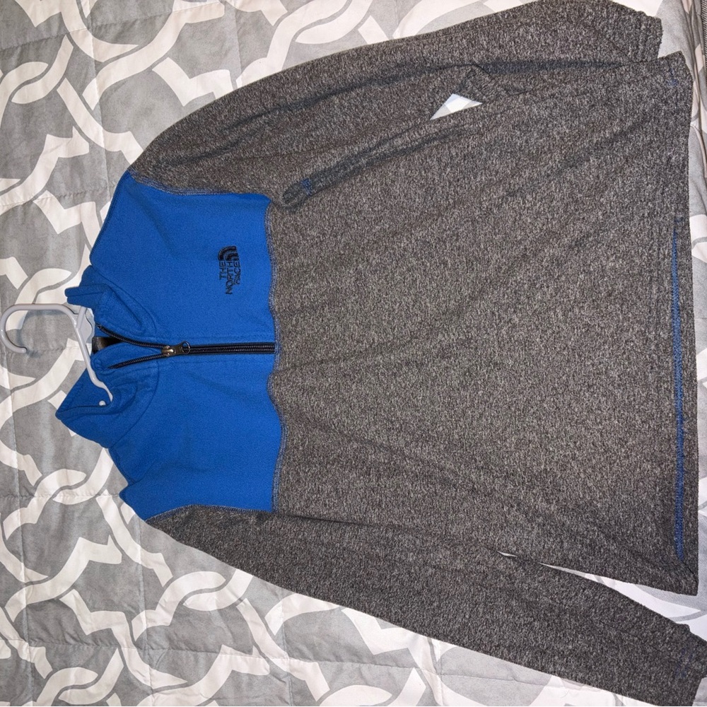 The North Face Men's Blue and Gray Zip-Up Sweater